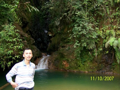 Curug Linung, Mega Mendung
The real Curug Linung is unseen as a result of covered  by wall surrounding the waterfall, so you need to cross the water come inside the small waterfall behind.
