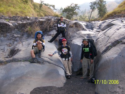 Approaching Base Camp I
Reza, Riv & Al Kadri with Riza on back side
